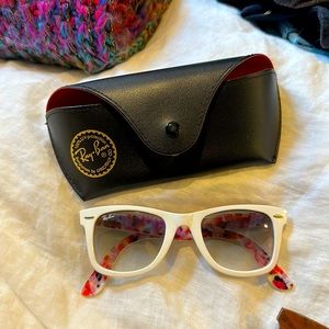White retro floral Ray Ban Sunglasses